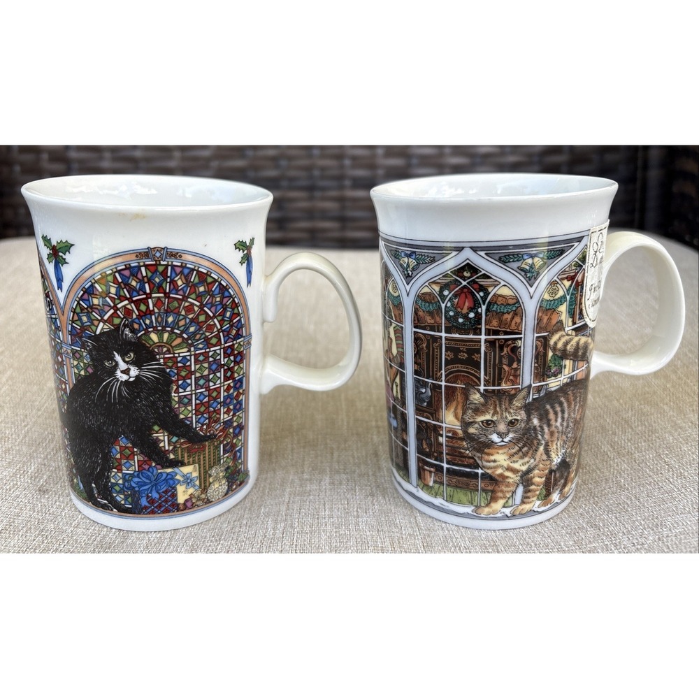 Dunoon Christmas Cats Mug Designed by Sue Scullard Fine Stoneware England 1992